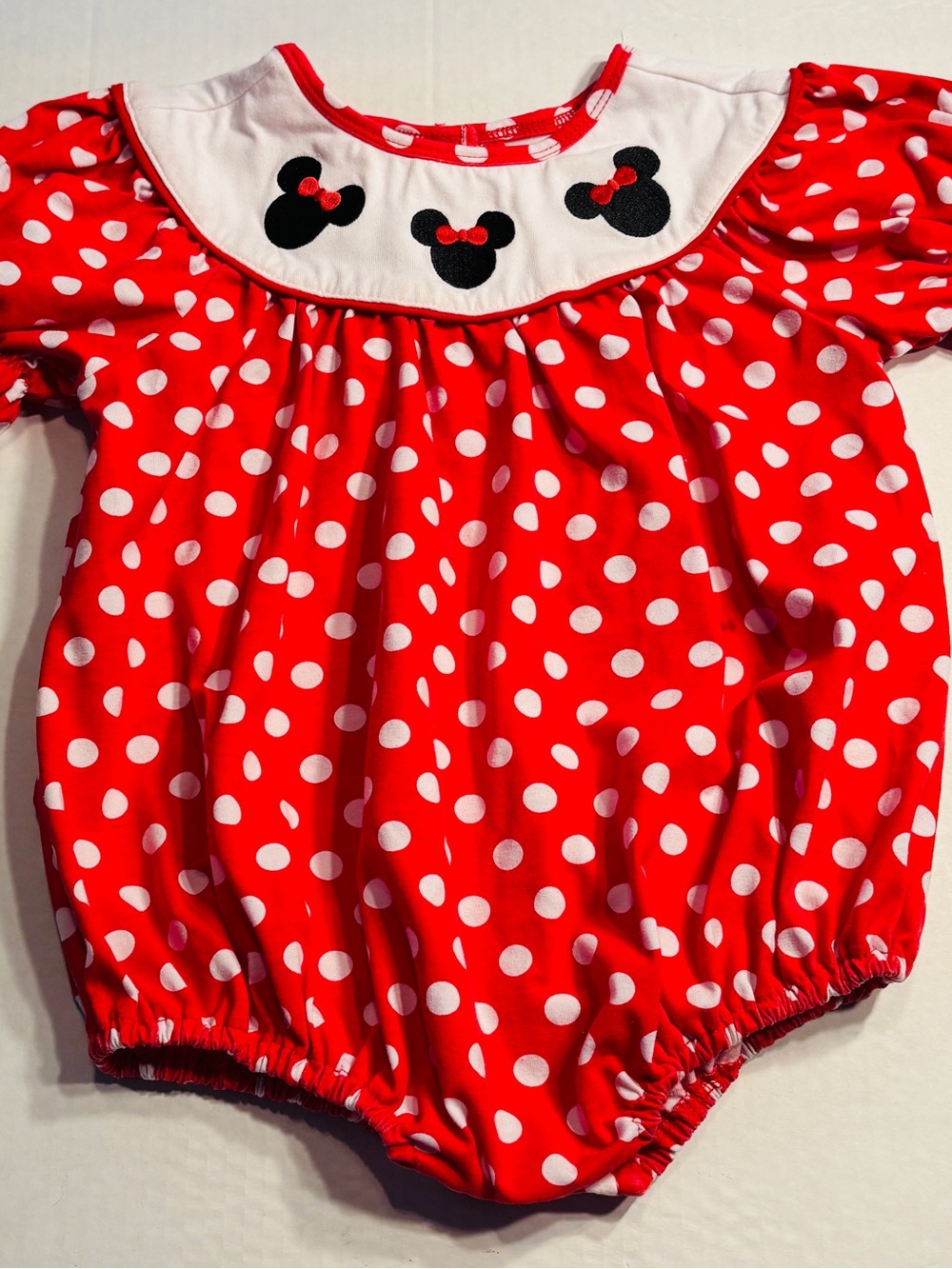 Boutique Minnie Mouse Red Polka Dot Disney Bubble Romper 3T